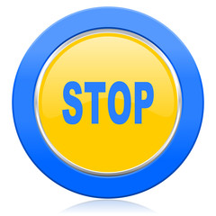 stop blue yellow icon