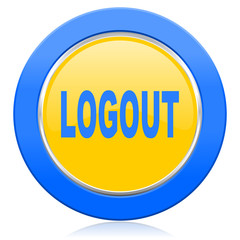 logout blue yellow icon