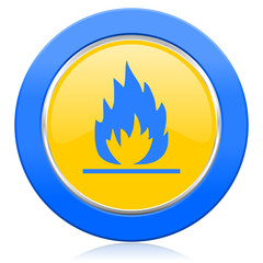 flame blue yellow icon