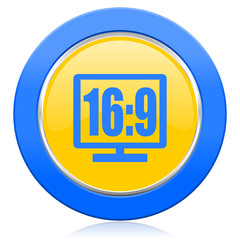 16 9 display blue yellow icon