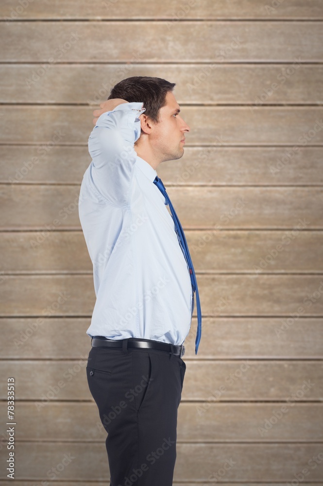 Poster composite image of thinking businessman scratching head