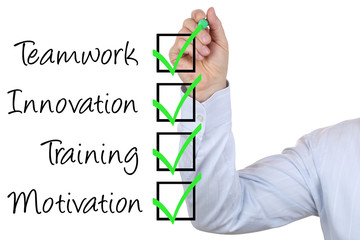 Fototapeta premium Businessman mit Business Konzept Training Innovation und Teamwor