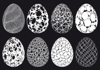 Abstract 3D Easter eggs, vector set