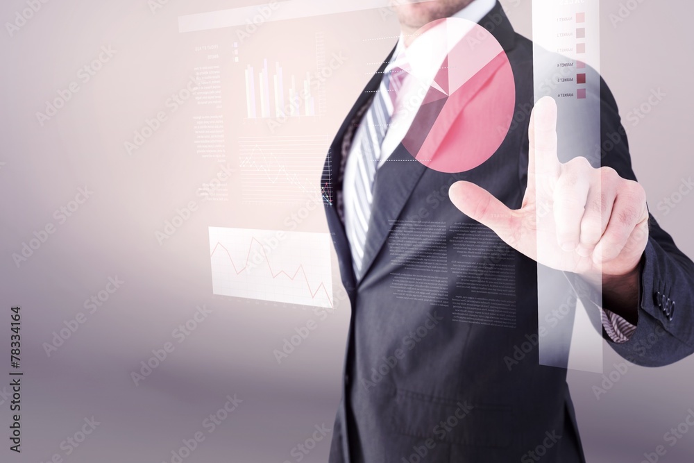 Poster composite image of businessman pointing with his finger
