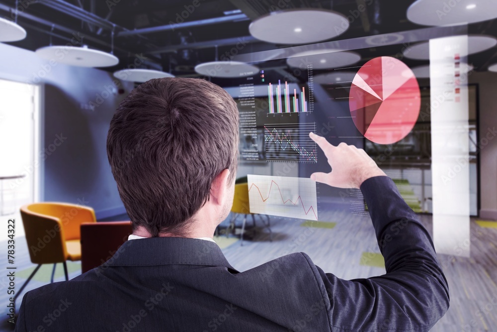 Poster composite image of businessman pointing with his finger