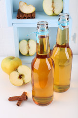 Still life with tasty apple cider and fresh apples