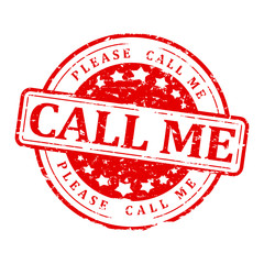 Damaged red round stamp with the inscription - please call me