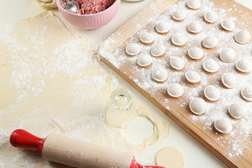Cooking dumplings close-up