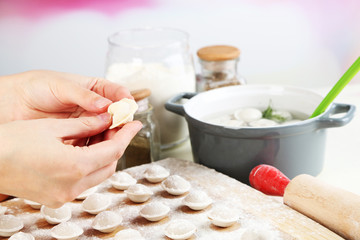 Cooking dumplings close-up