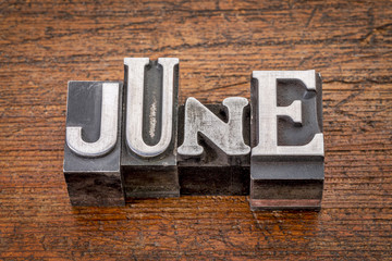 June month in metal type