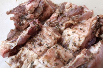 Pork ribs marinated in herbs