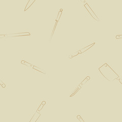 Seamless background with kitchen knifes for your design