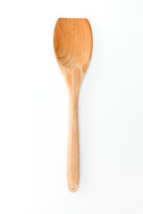 Wooden spatula wood white background, kitchen utensils