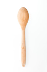 Wooden Ladle on white background, kitchen utensils