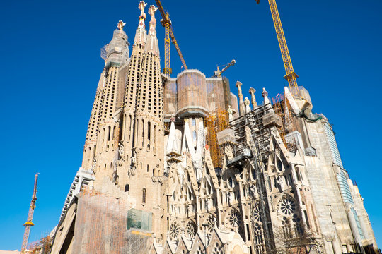 The Sagrada Familia construction site in Barcelona, Spain