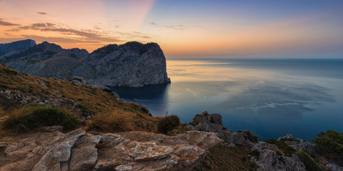 Fototapeta premium Panorama Cape Formentor after sunset
