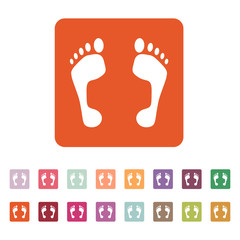 The footprint icon. foot symbol. Flat
