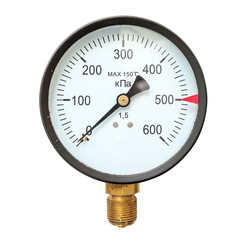 Old circular industrial pressure gauges