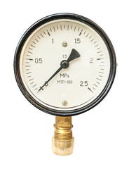 Old circular industrial pressure gauges