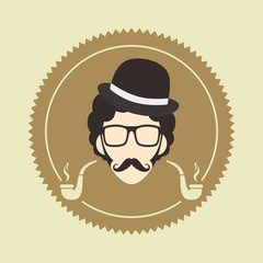 gentleman hipster smoker cartoon