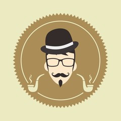gentleman hipster smoker cartoon