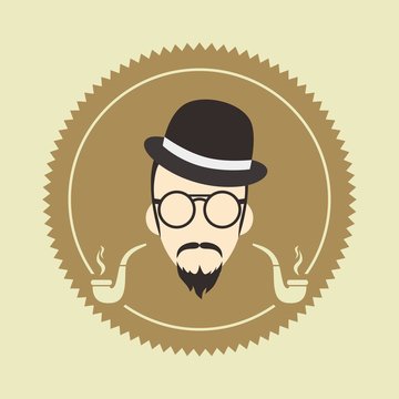 gentleman hipster smoker cartoon