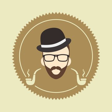 gentleman hipster smoker cartoon