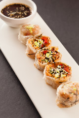 spring rolls with soy sauce