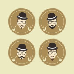 gentleman hipster smoker cartoon