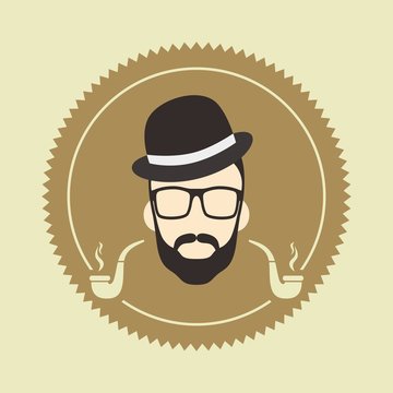 gentleman hipster smoker cartoon