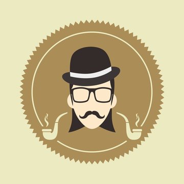 gentleman hipster smoker cartoon