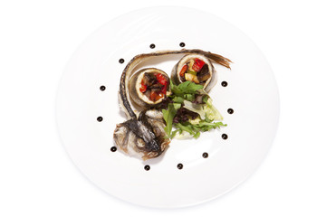 food on a plate  izolated on white