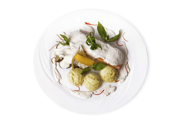 food on a plate  izolated on white