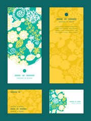 Vector emerald flowerals vertical frame pattern invitation