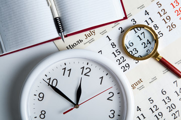 business stil life with clockface