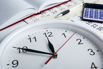 business stil life with clockface