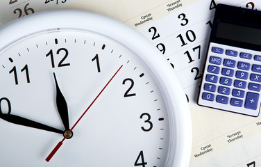 business stil life with clockface