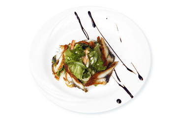 dish on a plate izolated on white