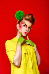 Girl with make-up broccoli
