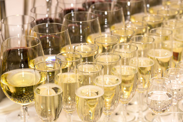 background glass glasses with cocktails and drinks