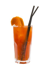 alcoholic cocktail in a glass glass on a white background