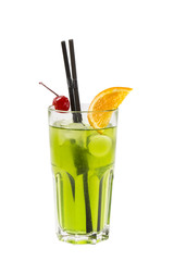 alcoholic cocktail in a glass glass on a white background