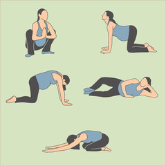 Obraz na płótnie Canvas Healthy Pregnant Woman Exercise, Stretching, and Yoga Icons