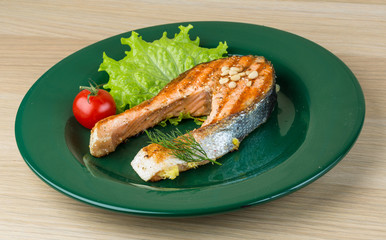 Grilled salmon steak