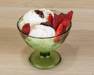 Ice cream with strawberry