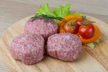 Raw burger cutlet