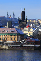 First Snow in Prague City, Czech Republic