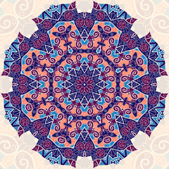 Colorful mandala. Ethnic ornament. Template for menu, greeting