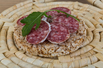 Crispbread with salami