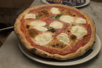 Pizza margherita al piatto